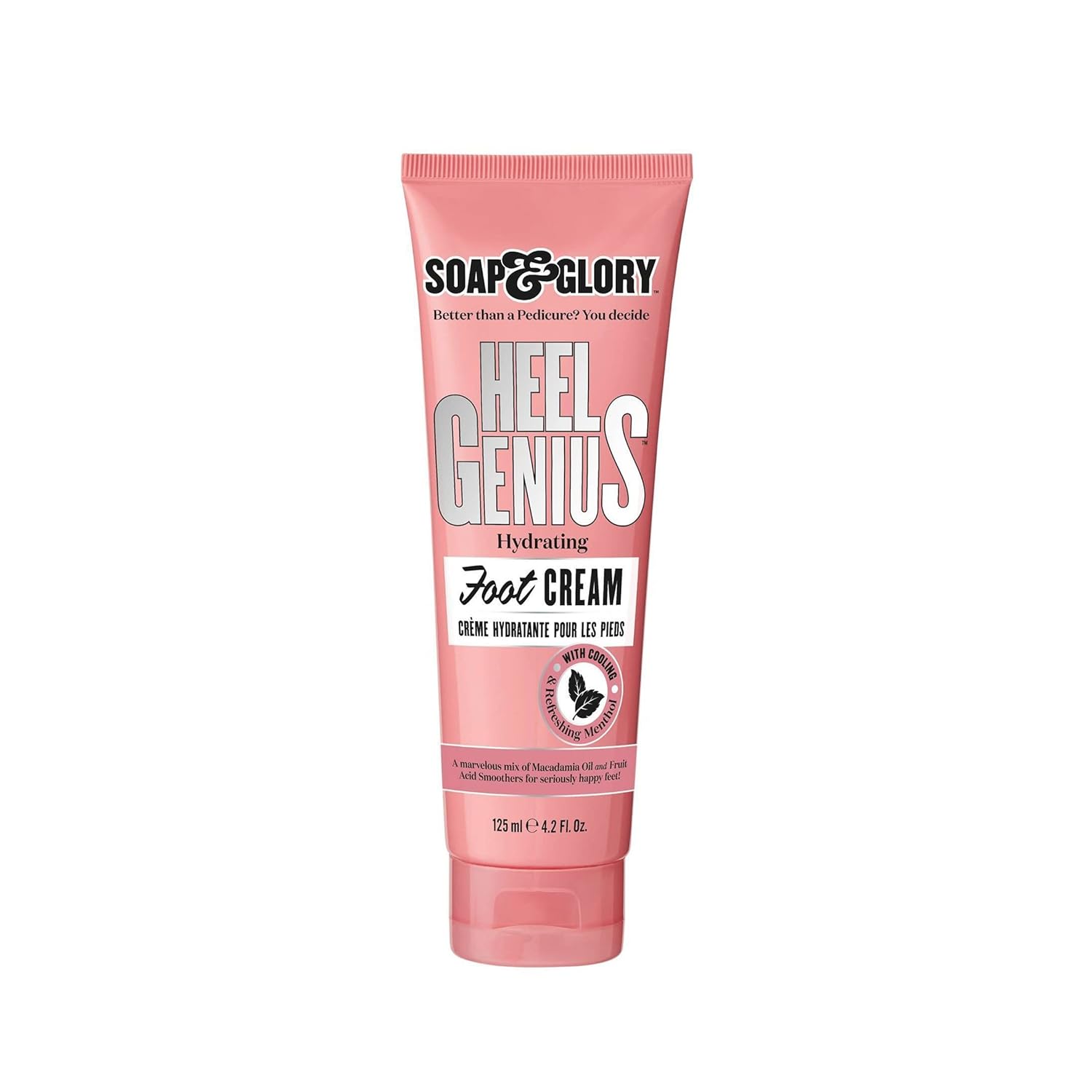 Soap & Glory Original Pink Heel Genius Foot Cream - Moisturizing Foot Cream with AHA Exfoliant for Dry Cracked Feet - Contains Hydrating Macadamia Oil (4.2 oz)