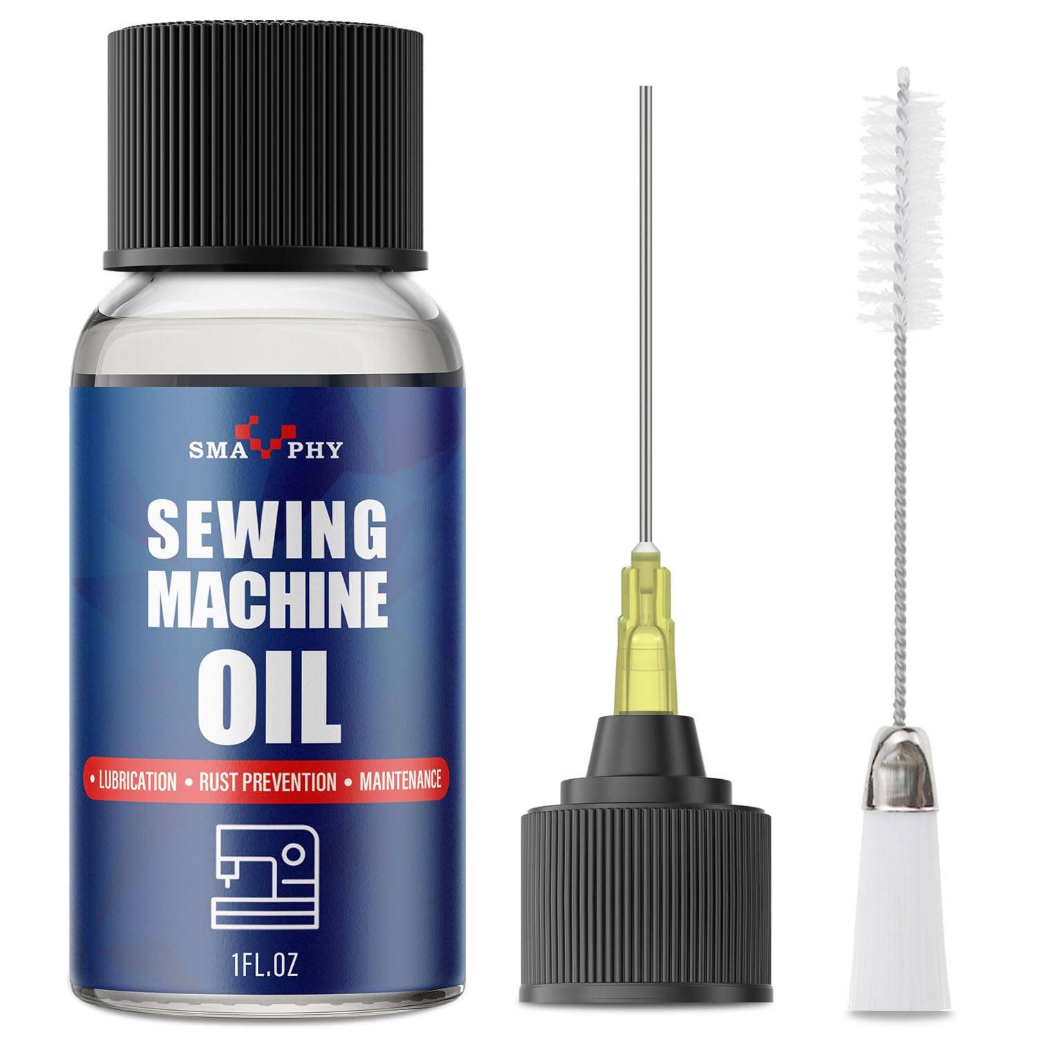 Sewing Machine Oil, with Oil Applicator and Dual-Ended Brush