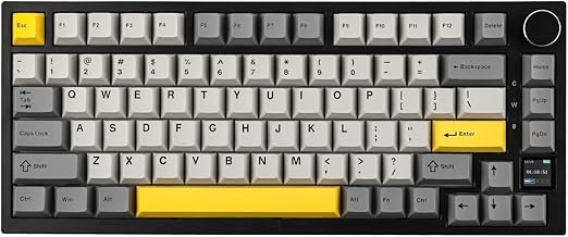 EPOMAKER Ajazz AK820 Pro 75% Mechanical Keyboard, Gasket-Mounted Gaming Keyboard with TFT Smart Display&Knob, Bluetooth 5.1/2.4G Wireless/Type-C Wired Custom Keyboard (Grey, Gift Switch)