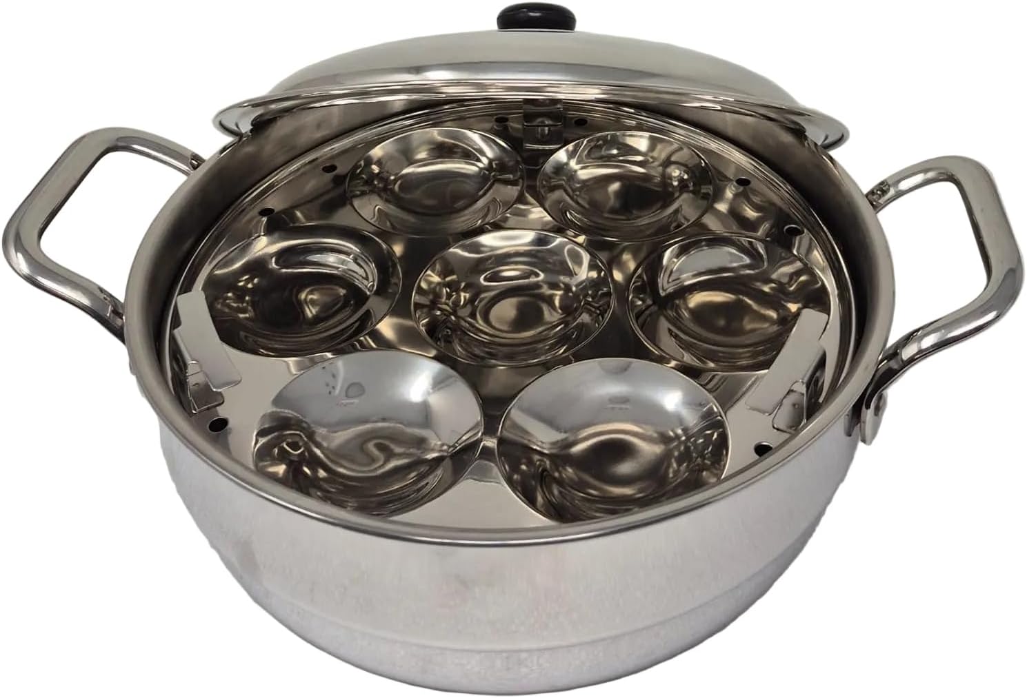 TABAKH Triply Stainless Steel Multi Kadai with Steamer Plate, Mini Idli Plate, 2 Idly Plates, 2 Dhokla Plates, Momo Steamer, Induction Friendly (Comes with 2 Lids - Glass & Steel)