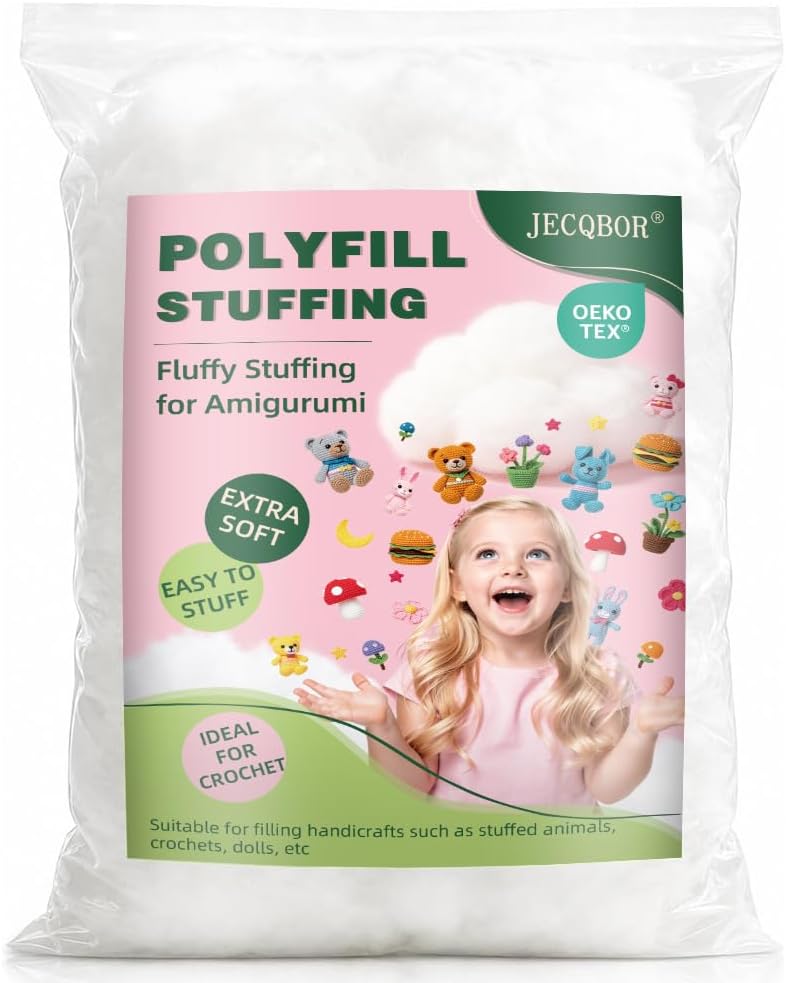 Jecqbor Polyfill Stuffing for Stuffed Animals, 7.05oz Soft Fiber Fill Stuffing