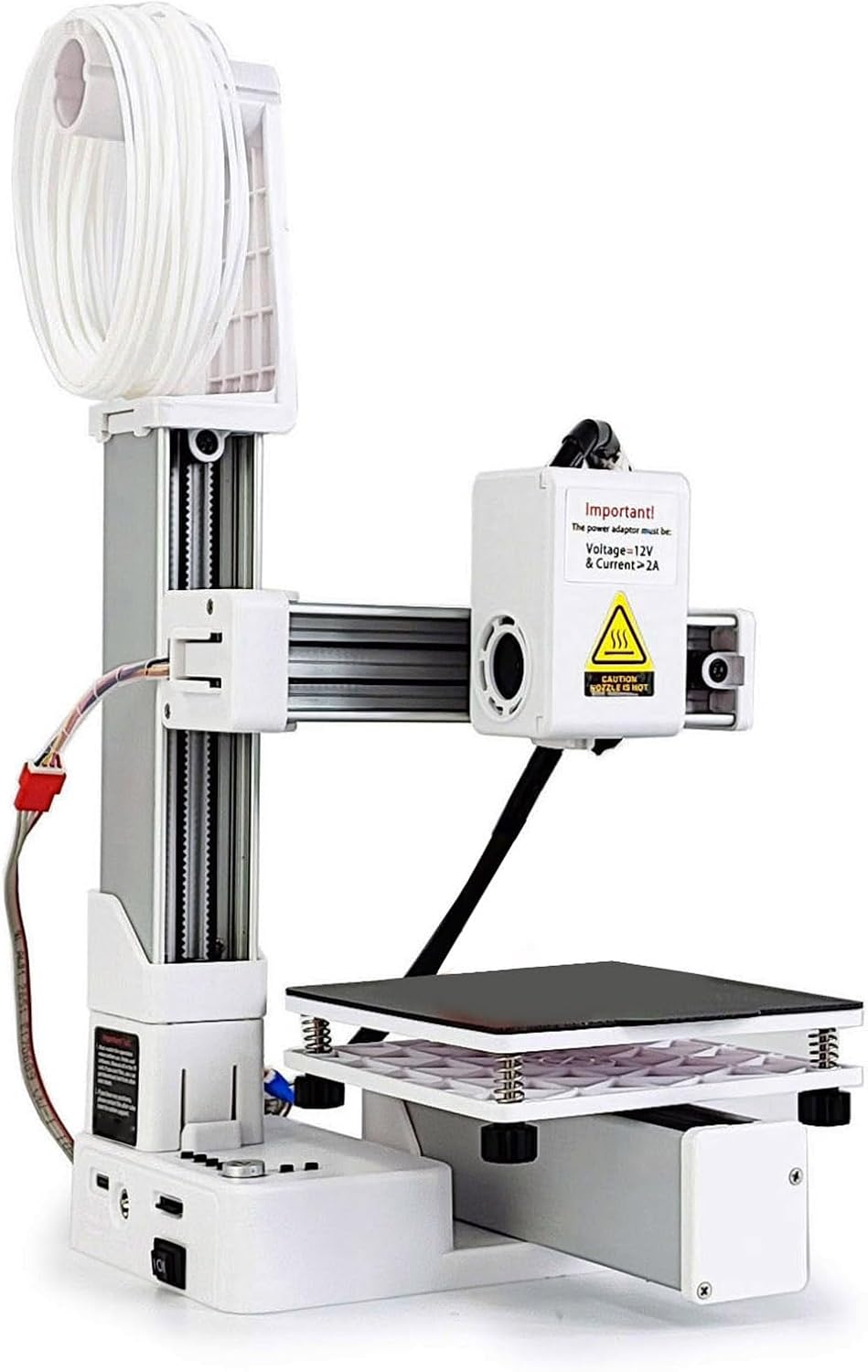 Beginner 3D Printer Easy to Use for Beginners Compact with 100x100x100mm Printing Size 0.05mm High Resolution PLA TPU Filament (White)