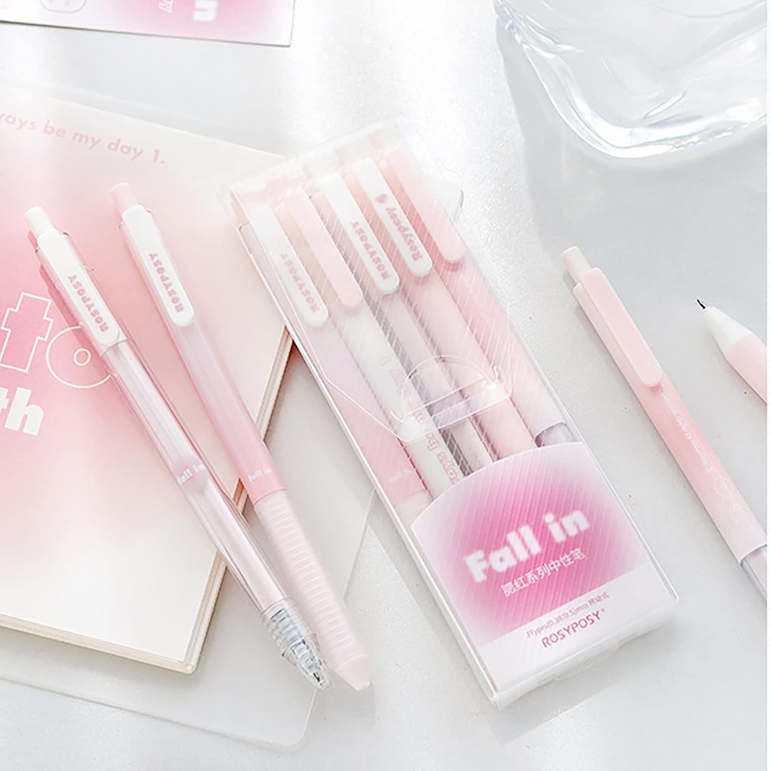 Doraking 5PCS Black Gel Ink Pens, 0.38mm/0.5mm Point Smooth Writing Pens Office Supplies for Women & Men, Note Taking (Pink)