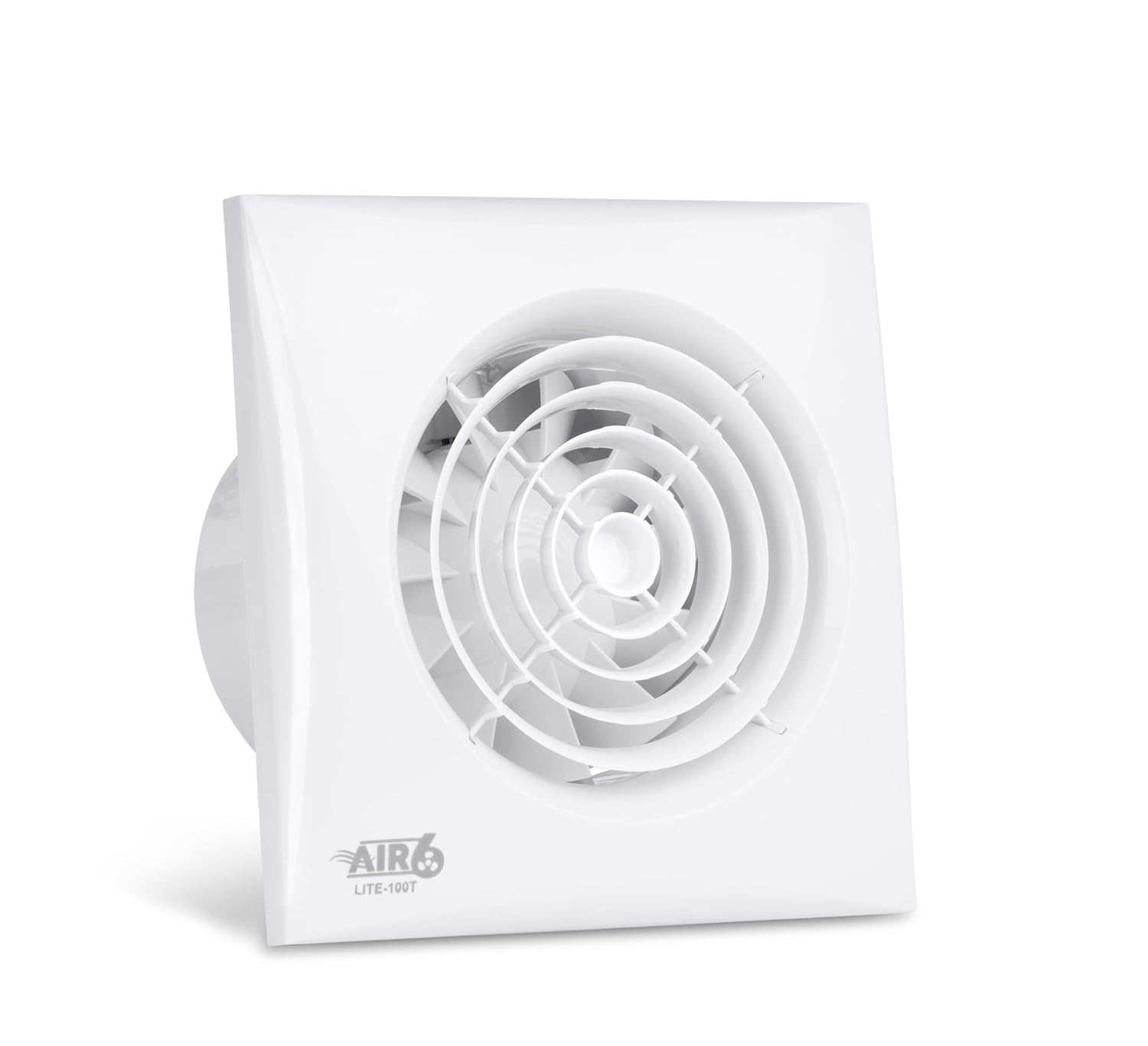 AIR 6 Lite-100T Powerful-95m3/h & Quiet-30dB(A) Extractor Fan with Timer for 4'' 100mm Ducting-White (100mm 4inches)