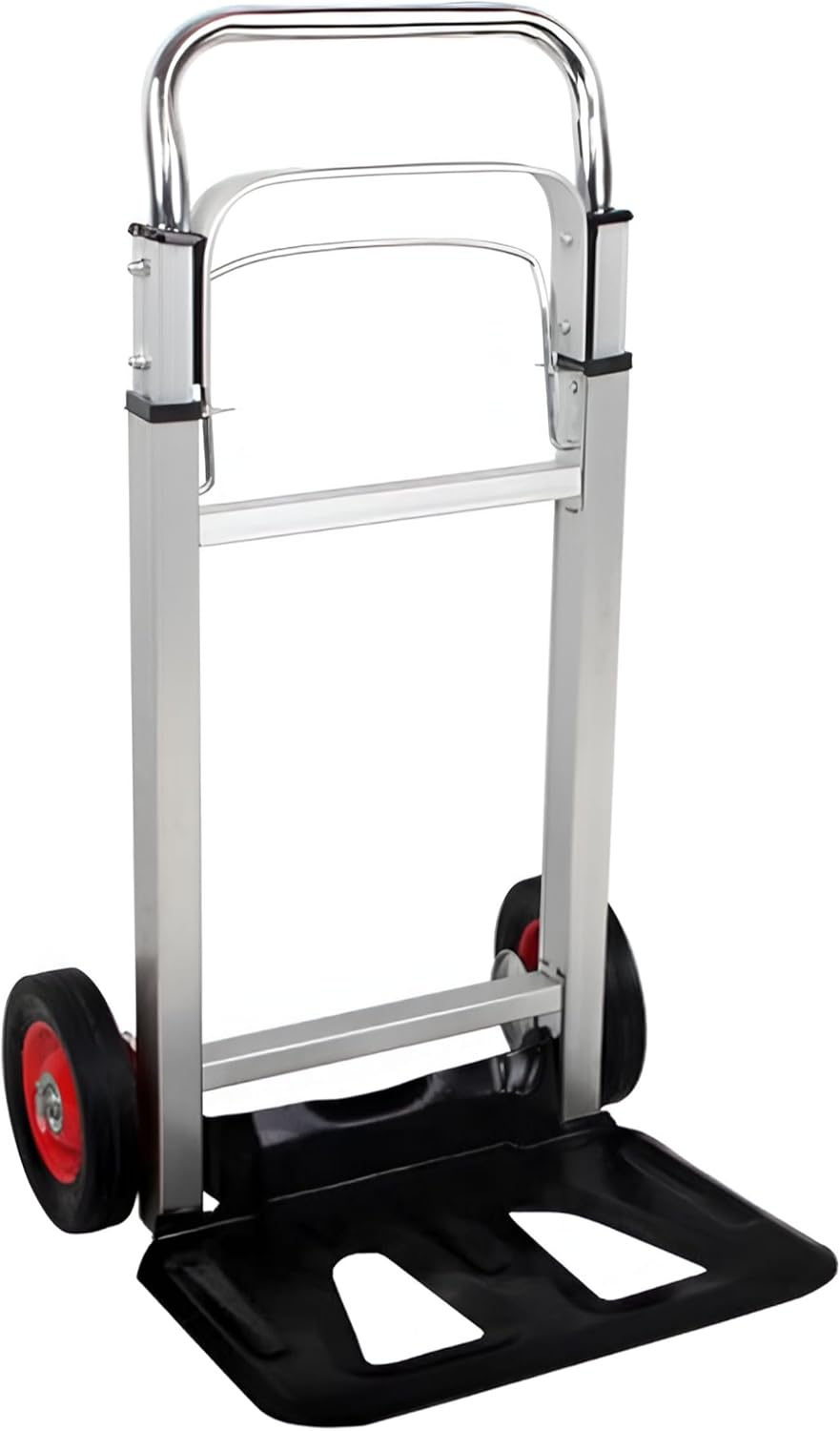 Folding Sack Truck, 90 kg Capacity Aluminium Folding Trolley on Wheels, Extendable Handle Hand Truck, Compact & Portable, Black