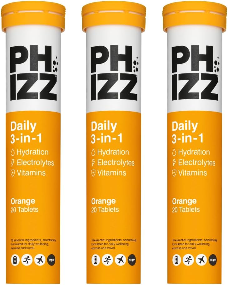 Phizz Electrolytes, Multivitamin & Hydration Tablets - 60 Effervescent Rehydration Electrolyte Tablets - 18 Vitamins & Minerals, Vitamin C, Vegan, Vegetarian & Low Calorie