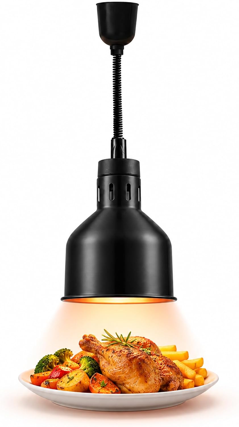 Hanging Buffet Food Warmer Light Heating Lamp for Commercial (Black)