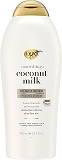 OGX Nourishing + Coconut Milk Conditioner, Hydrating & Restoring Conditioner Moisturizes for Soft Hair After the First Use, Paraben-Free, Sulfate-Free Surfactants, 25.4 fl. oz