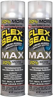 Flex Seal MAX, 17 oz, 2-Pack, Clear, Stop Leaks Instantly, Waterproof Rubber Spray On Sealant Coating, Perfect for Gutters, Wood, RV, Campers, Roof Repair, Skylights, Windows, and More