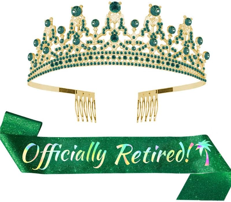 Officially Retired Crown Sash Set Women Retirement Tiara & Sash Set for Retirement Party Events Supplies