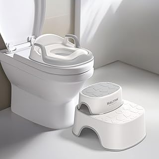 Maliton Baby Potty Training Seat with Step Stool, Toddler Toilet Seat for Boys Girls, Anti-Slip Toddler Stool for Bathroom, Kitchen, Toilet Potty Training Set(One Potty Seat+Two Step Stool for Kids)
