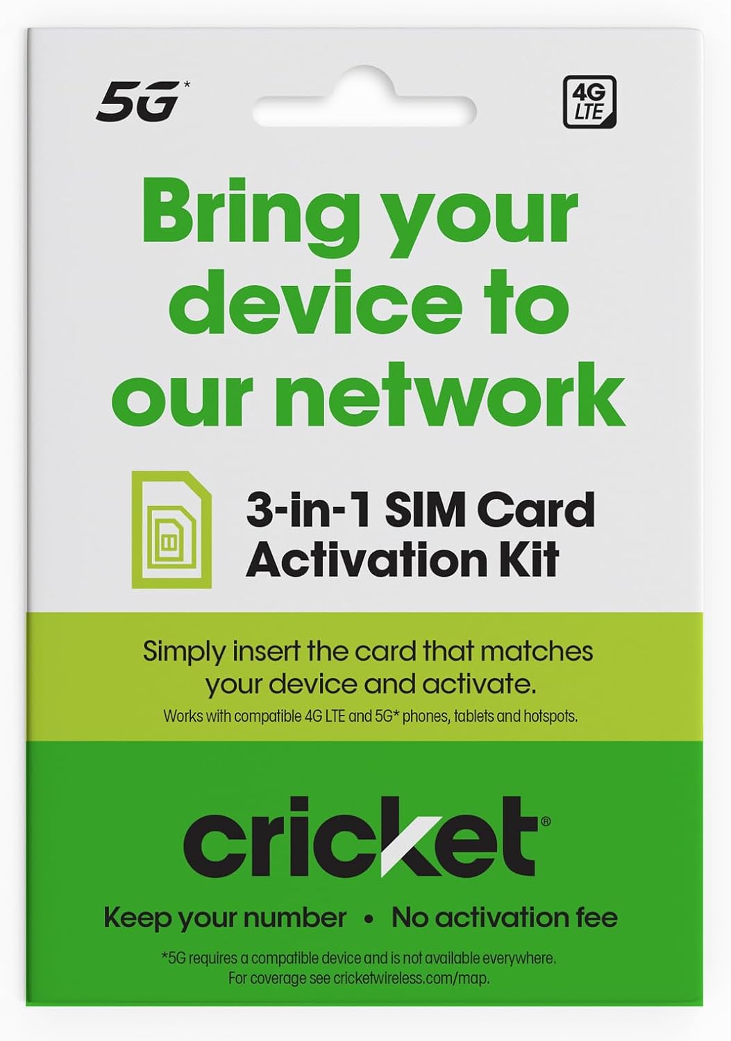 Cricket Wireless SIM Card 4G LTE, 5G, 5G+