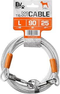BV Pet Reflective Tie Out Cable for Large Dog up to 90 pound, 25 Feet