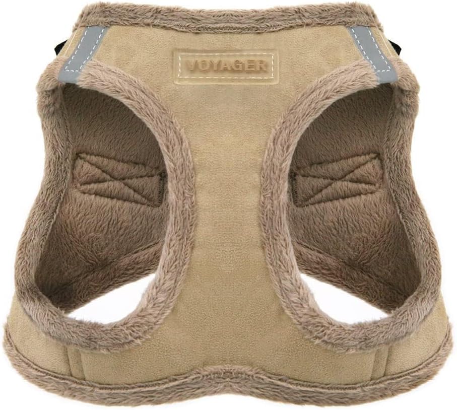 Voyager Step-In Plush Dog Harness by Best Pet Supplies - Step In Vest Harness for Small and Medium Dogs, Soft Plush, Latte, size XS - Chest: 13 - 14.5"