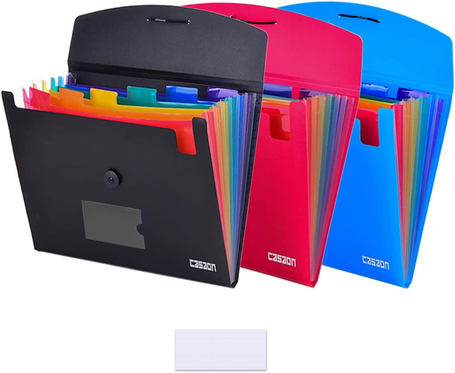 7-Pocket Expanding File 3pcs, Plastic Expandable File Folder - Black&Blue&Red