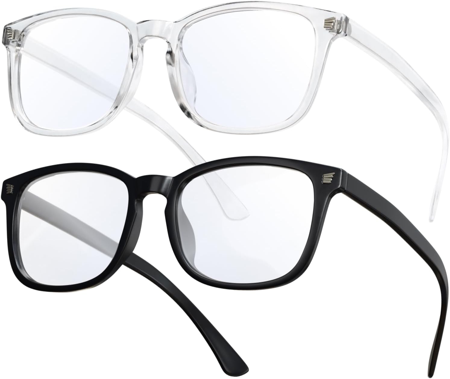 livho 2 Pack Blue Light Blocking Glasses, Computer Reading/Gaming/TV/Phones Glasses for Women Men,Anti Eyestrain & UV Glare (Light Black+Clear)