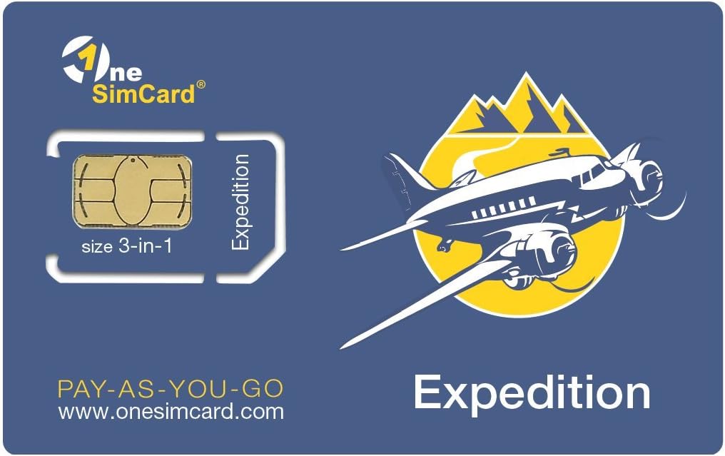 OneSimCard Expedition International SIM Card for Travel in 200+ Countries with $5 Credit – Data from $0.01 per MB. Compatible with All Unlocked GSM Devices & Phones