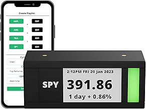 Stock Ticker with E-Ink Screen and WiFi Connectivity - Stackable Design for Room Accessories and Office Decor. Finance Tech Gadgets, with: 2.9inch - (Single)