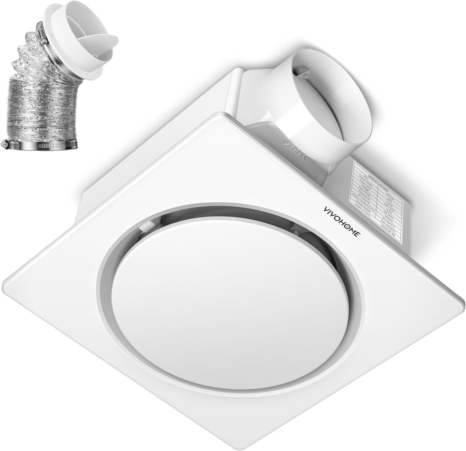 VIVOHOME AutoFlow Bathroom Exhaust Fan with Humidity Sensor (30-110-160CFM) - Energy-Saving EC Motor, Dual Insulation, Constant Airflow Technology (Install Kit, 4-in Duct Included)