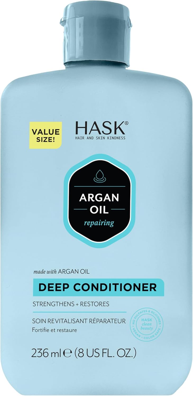 HASK Argan Oil Deep Conditioner Treatment for all hair types, colour safe, gluten free, sulfate free, paraben free - 1 236mL Bottle