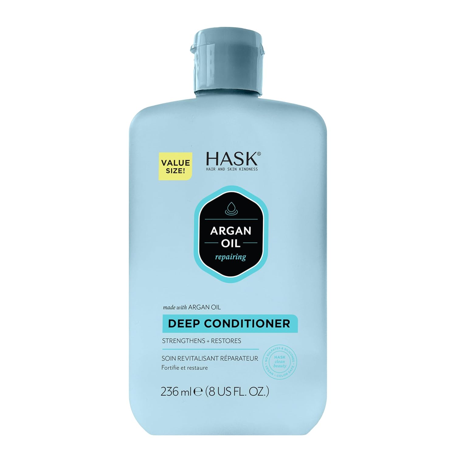 HASK Argan Oil Repairing Deep Conditioner Treatments for all hair types, color safe, gluten free, sulfate free, paraben free - 8 Fl Oz