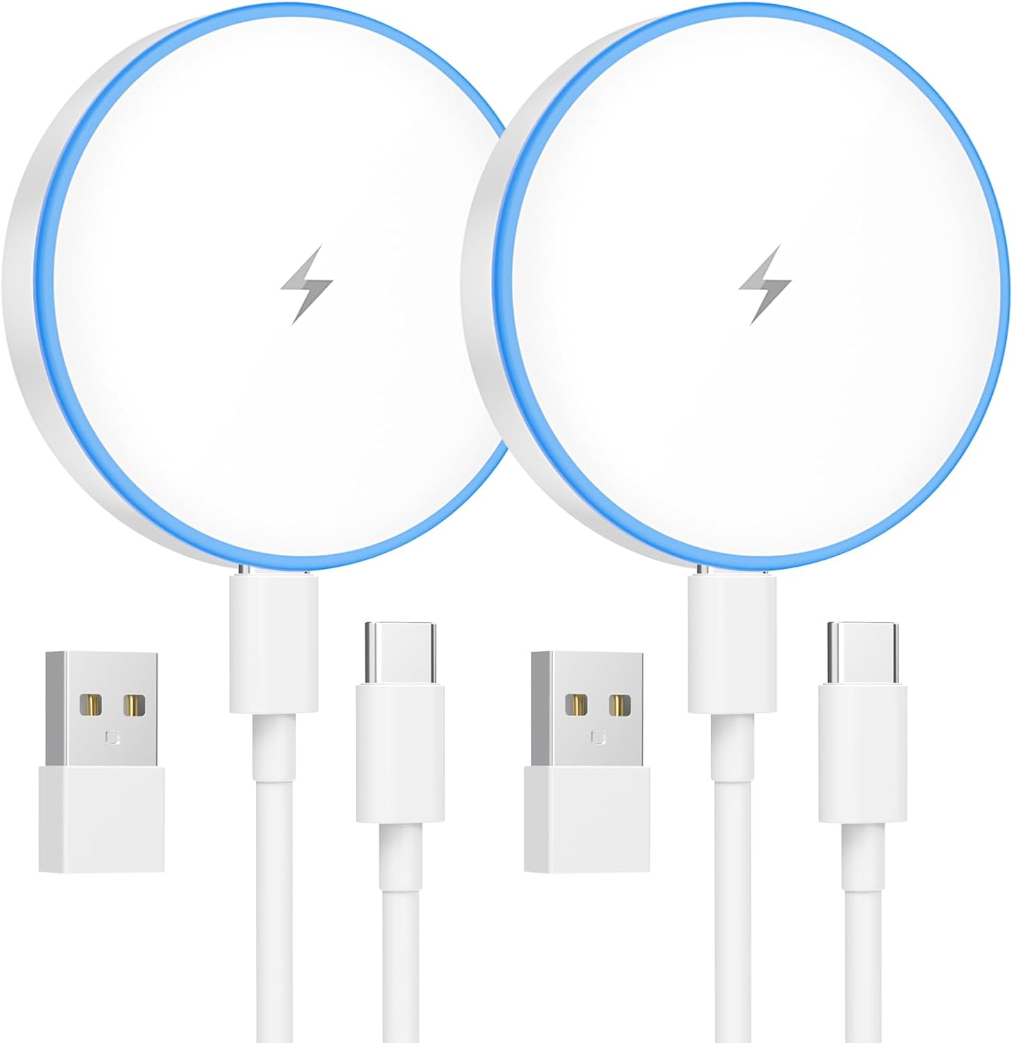 MagSafe Charger 2 Pack 15W Magnetic Wireless Charger Fast Charging Pad Compatible with iPhone 16/15/14/13/12 Series & AirPods 3/2/Pro Magnetic MagSafe Charging Pad with Dual Ports