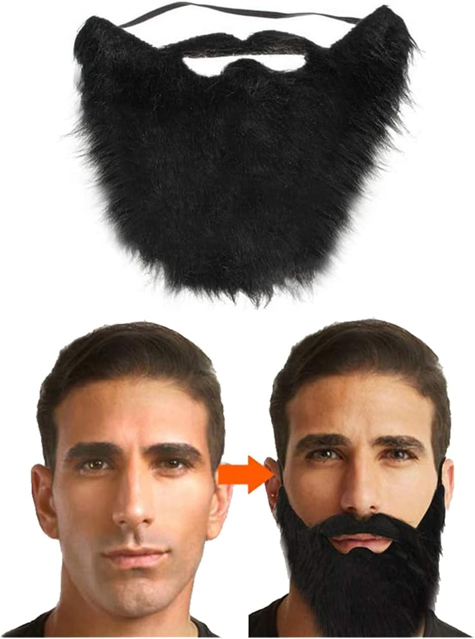 Halloween Chong Beard Mustache Wig - Black Fake Beard for Costume Party