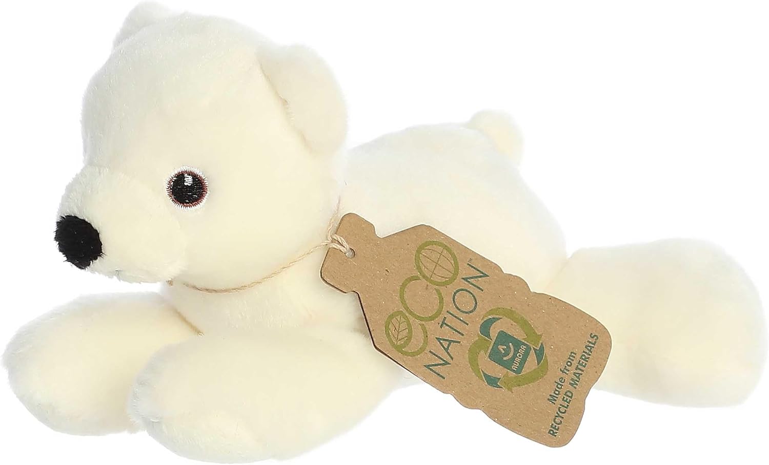 Aurora® Responsibly Made Eco Nation™ Eco Softies™ Polar Bear Stuffed Animal - Ideal for Playtime Adventures - Perfect for Birthdays or Just Because - White 8 Inches