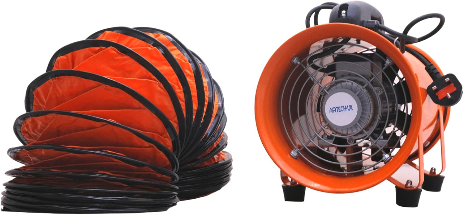 Portable Industrial Ventilator Axial Blower Workshop Extractor Fan 10" with Duct