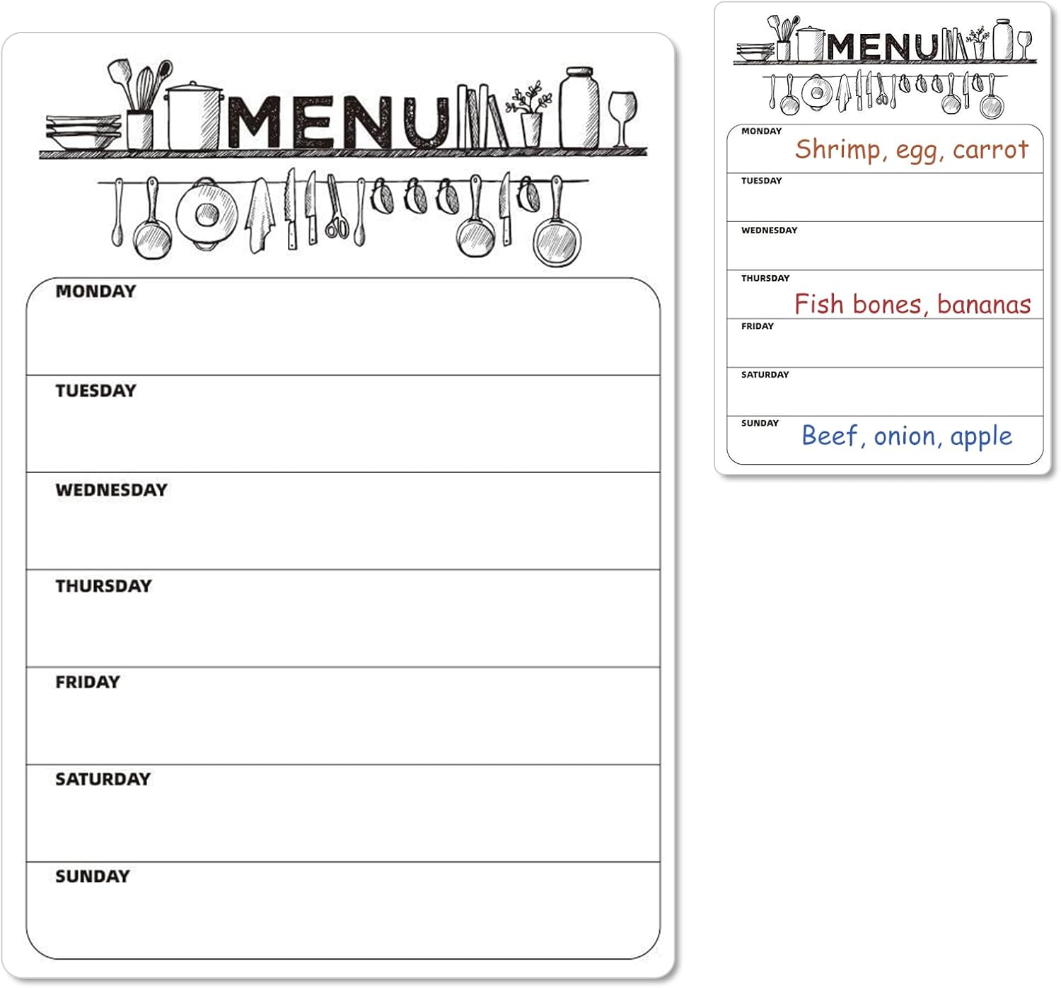 Magnetic Meal Planner for Fridge A4 Weekly Food Planner Board Family Magnet Dry Erase Meal Prep Whiteboard Menu Planning List Wipe Board Refrigerator Menu Board for Kitchen Office