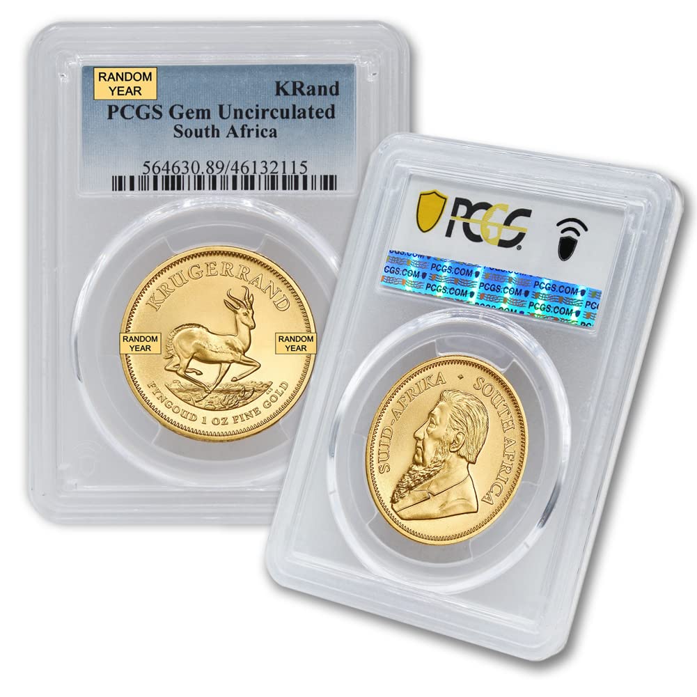 1967 - Pres. 1 oz South African Gold Krugerrand Coin 1 Rand PCGS GEMUNC | (Random Year) Gem Uncirculated