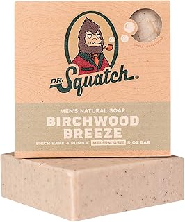 All Natural Bar Soap for Men with Medium Grit - Birchwood Breeze 5 Ounce (Pack of 1)
