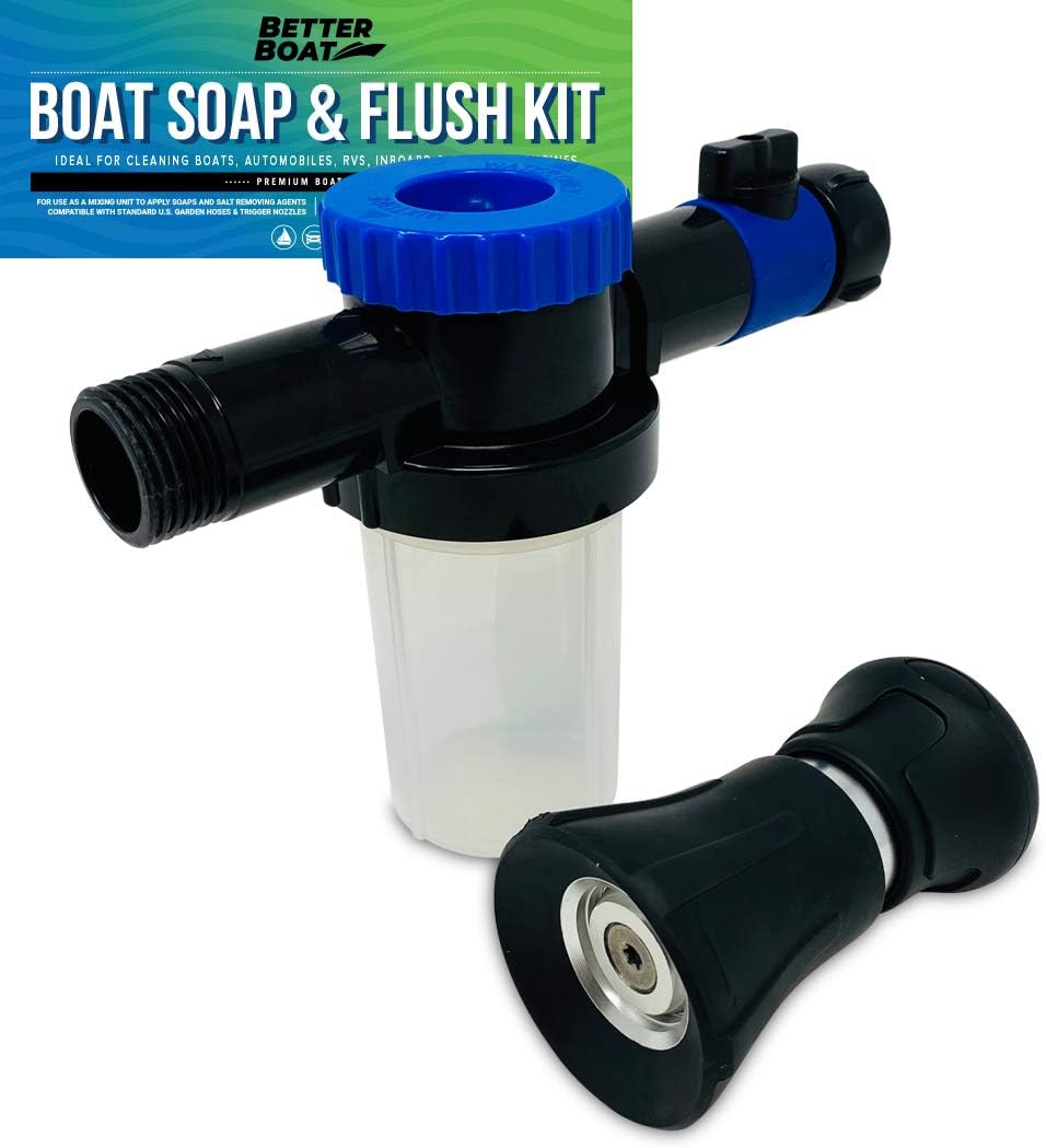 Wash Sprayer and Boat Engine Flush Kit, Water Hose Mixer for Salt Removal, Boat Flusher for Motor Muffs on Outboards and I/O, Soap Spray Car Cleaning Hose Adapter