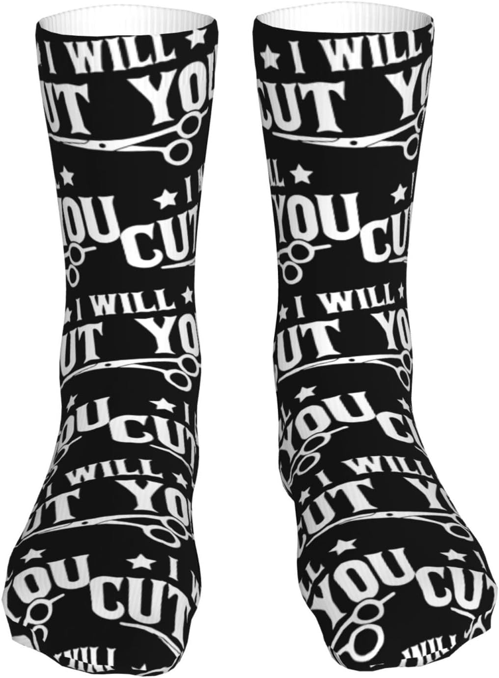 I Will Cut You Hairstylist Unisex Athletic Crew Sock Casual Warmer Sock Comfortable Hiking Socks For Trekking Camping Cycling
