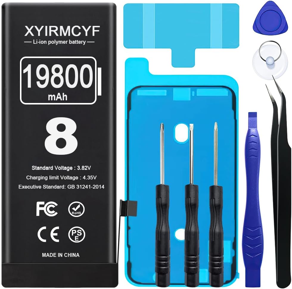19800mAh Super Capacity Battery Compatible with iPhone 8/8G, 0 Cycle Li-Polymer Replacement Battery for iPhone 8/8G, with Professional Repair Tool Kit