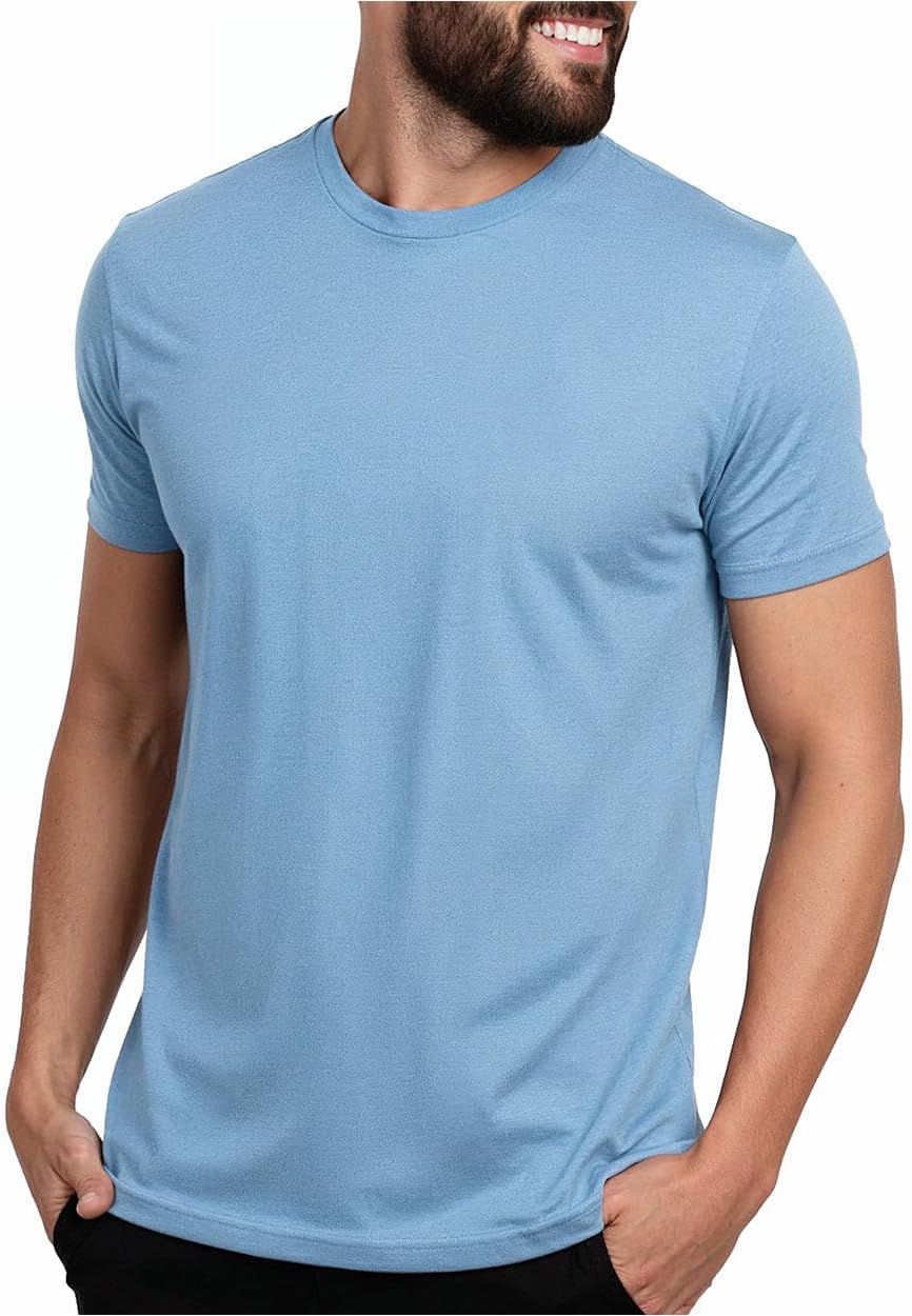 INTO THE AM Mens T Shirts Soft Cotton Blend Crew Neck Tee S - 4XL Athletic Fit Plain Casual T-Shirt for Men