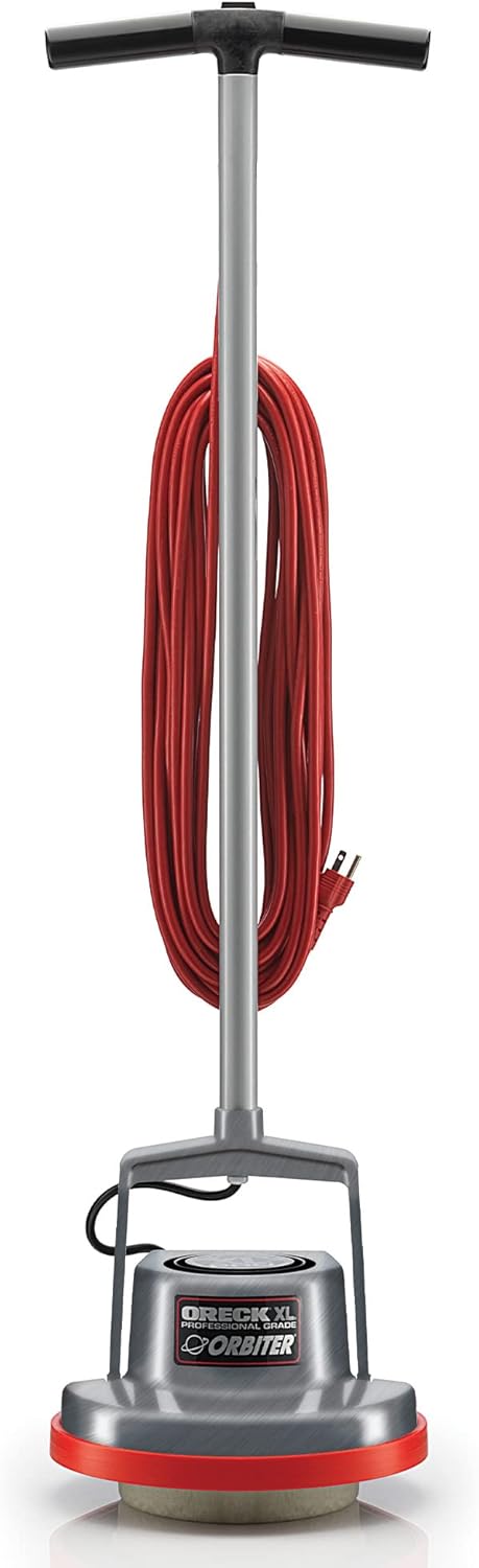Oreck Commercial Orbiter Hard Floor Cleaner Machine, Multi-Purpose Floor Cleaning, Random Orbital Drive, Wide Cleaning Path, 50-Foot Long Cord, ORB550MC, Gray/Red