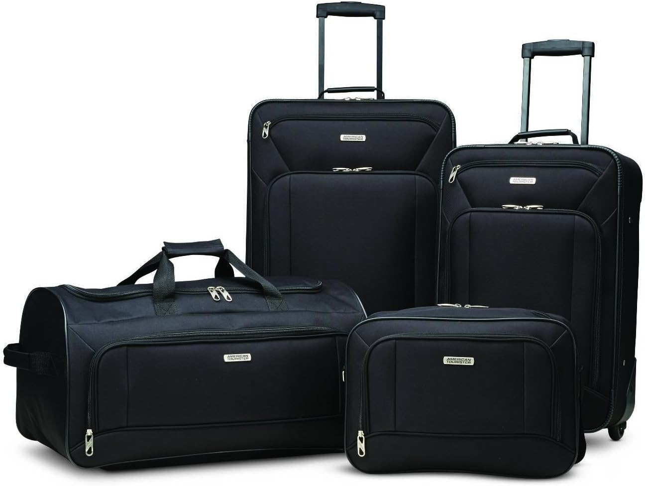 American Tourister Fieldbrook XLT Softside Upright Luggage, Black, 4-Piece Set (BB/DF/21/25)