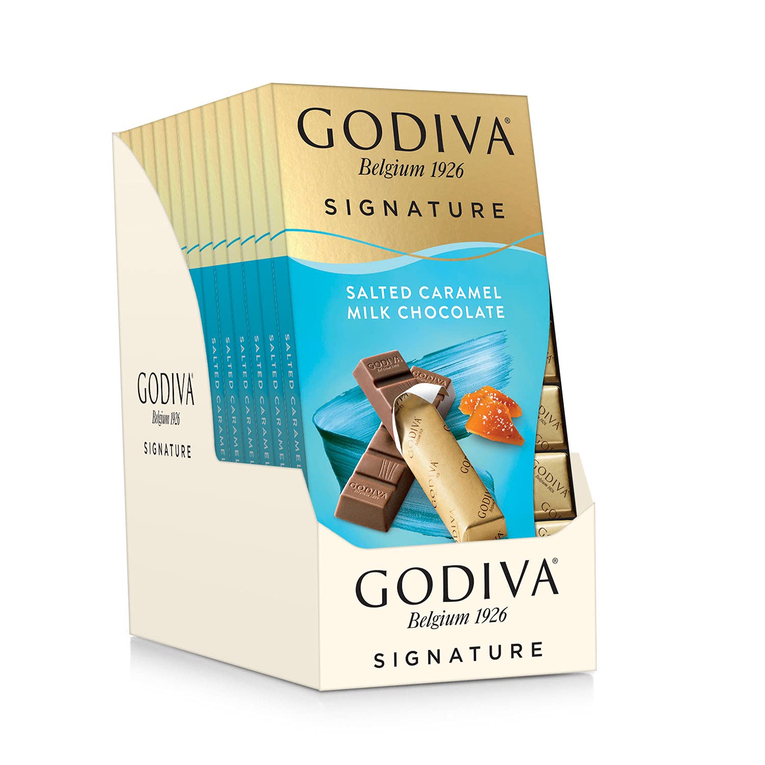 Godiva Chocolatier Signature Salted Caramel Milk Chocolate Mini Gourmet Chocolate Bar, 12-Ct. (8 pc. each), 90 grams