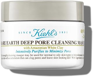 Kiehl's Rare Earth Deep Pore Cleansing Mask, Oil-Minimizing Face Mask for Clogged Pores, Detoxifies & Refines Skin, Absorbs Excess Oil, with Amazonian White Clay & Aloe Vera