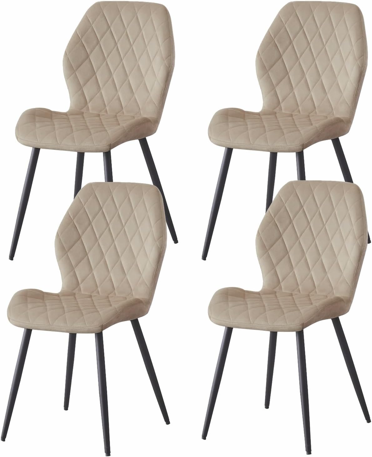 Weegstok Velvet Dining Chairs Set of 4 Kitchen Chairs Dining Room Lounge Reception Chairs with Metal Legs for Living Room Bedroom,Champagne