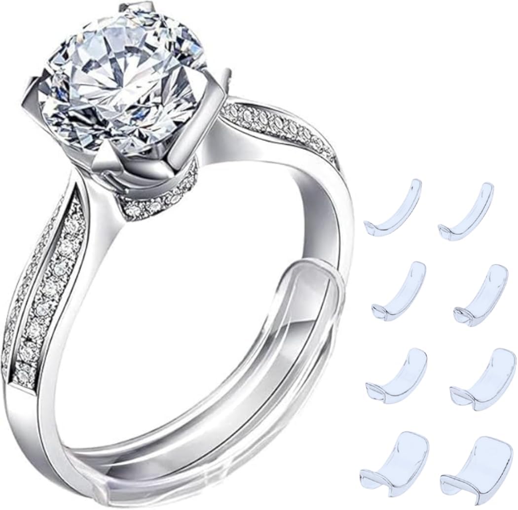 8 PACK 𝐈𝐧𝐯𝐢𝐬𝐢𝐛𝐥𝐞 𝐑𝐢𝐧𝐠 𝐒𝐢𝐳𝐞 𝐀𝐝𝐣𝐮𝐬𝐭𝐞𝐫 𝐟𝐨𝐫 𝐋𝐨𝐨𝐬𝐞 𝐑𝐢𝐧𝐠𝐬| 8 Sizes Silicone Transparent Clear Ring Size Resizer and Reducer Ring Sizer UK Gifts for Men and Women