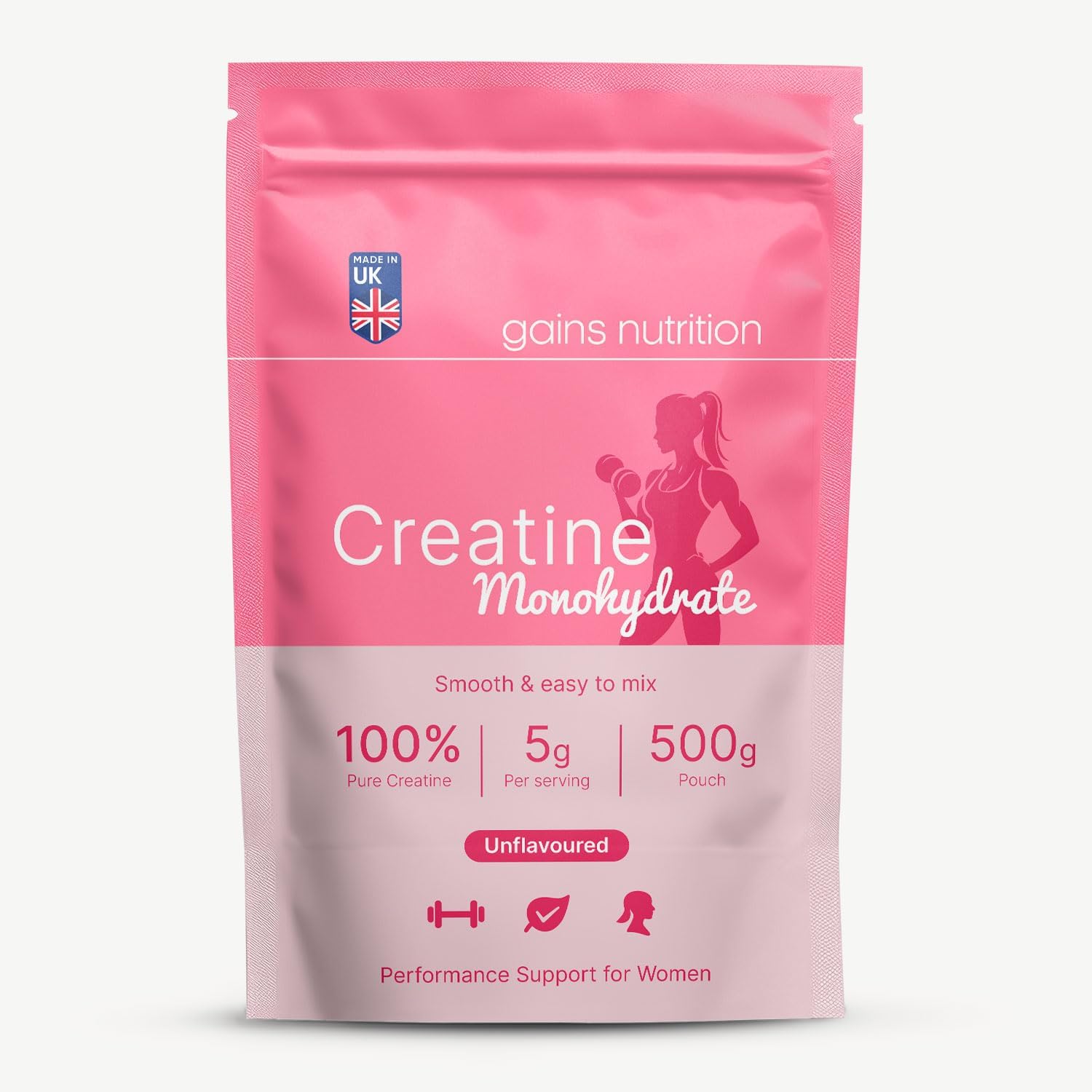 GN Creatine Powder for Women | 500g High Strength Creatine Monohydrate Powder for Females - 5g per Serving | Unflavoured Filler Free Creatine-Monohydrate | Non-GMO & Gluten Free