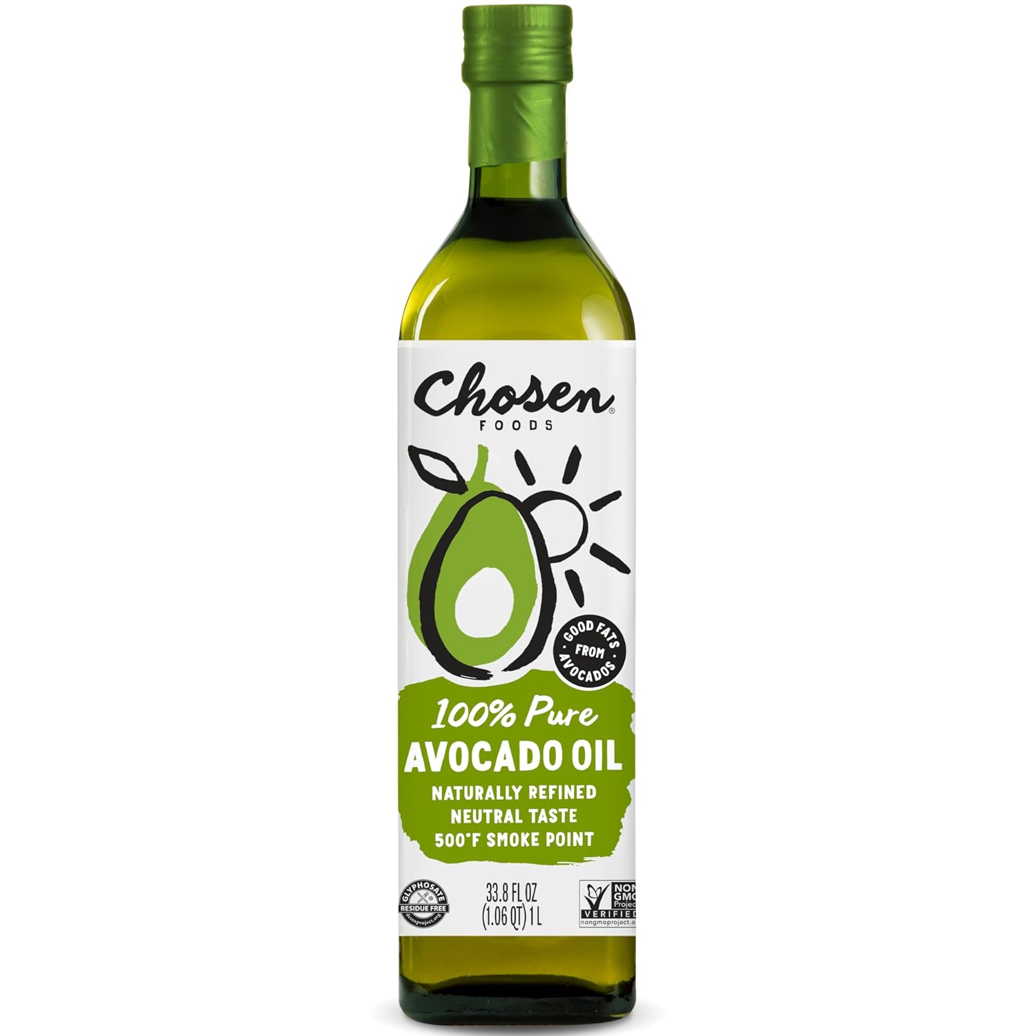 Chosen Foods Refined Avocado Oil for Cooking, 1 Liter (Pack Of 1)
