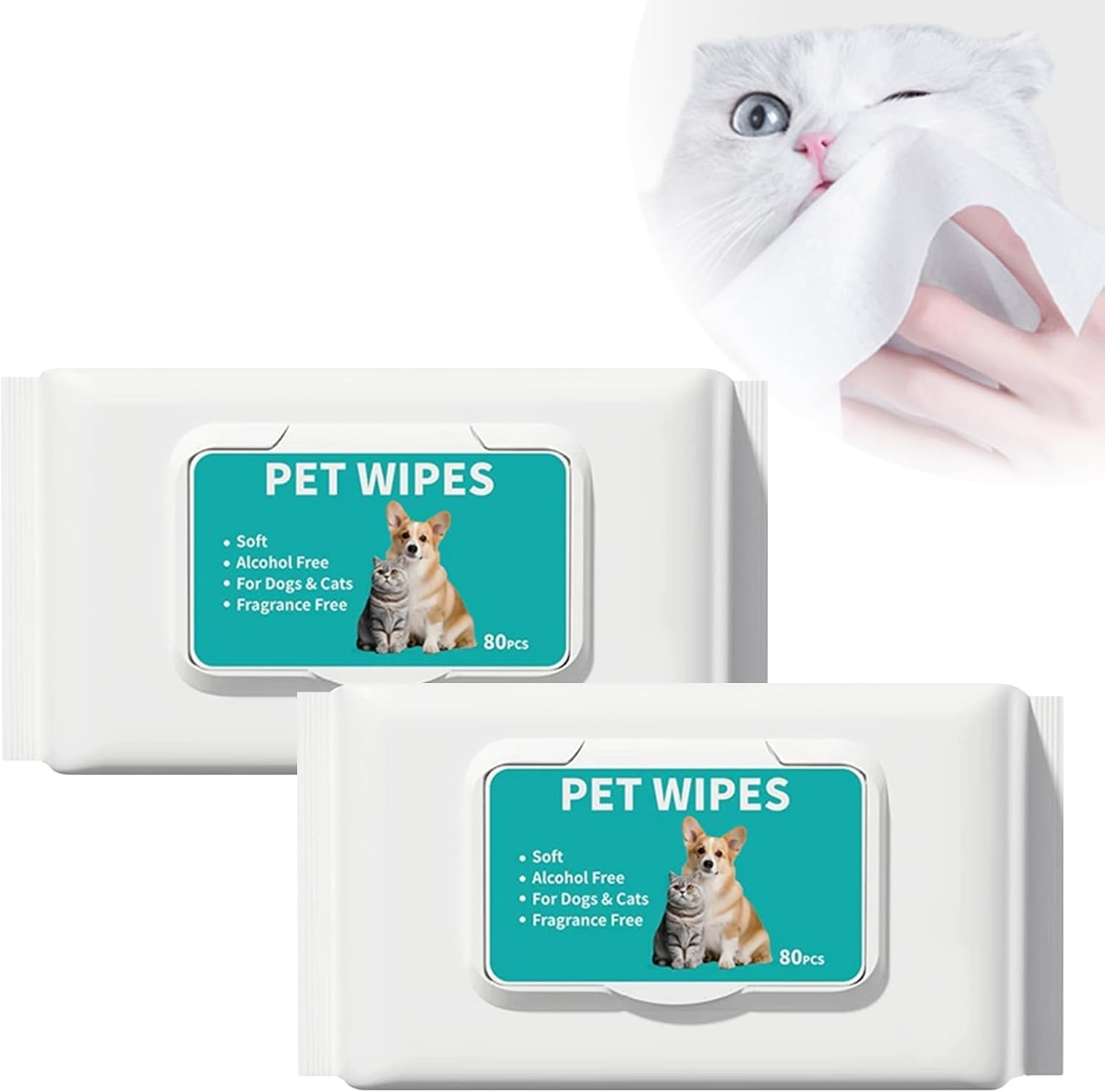NUOOO Pet Grooming Wipes for Dogs and Cats Hypoallergenic Cleaning Deodorizing for Ears, Paws, Body, and Bum