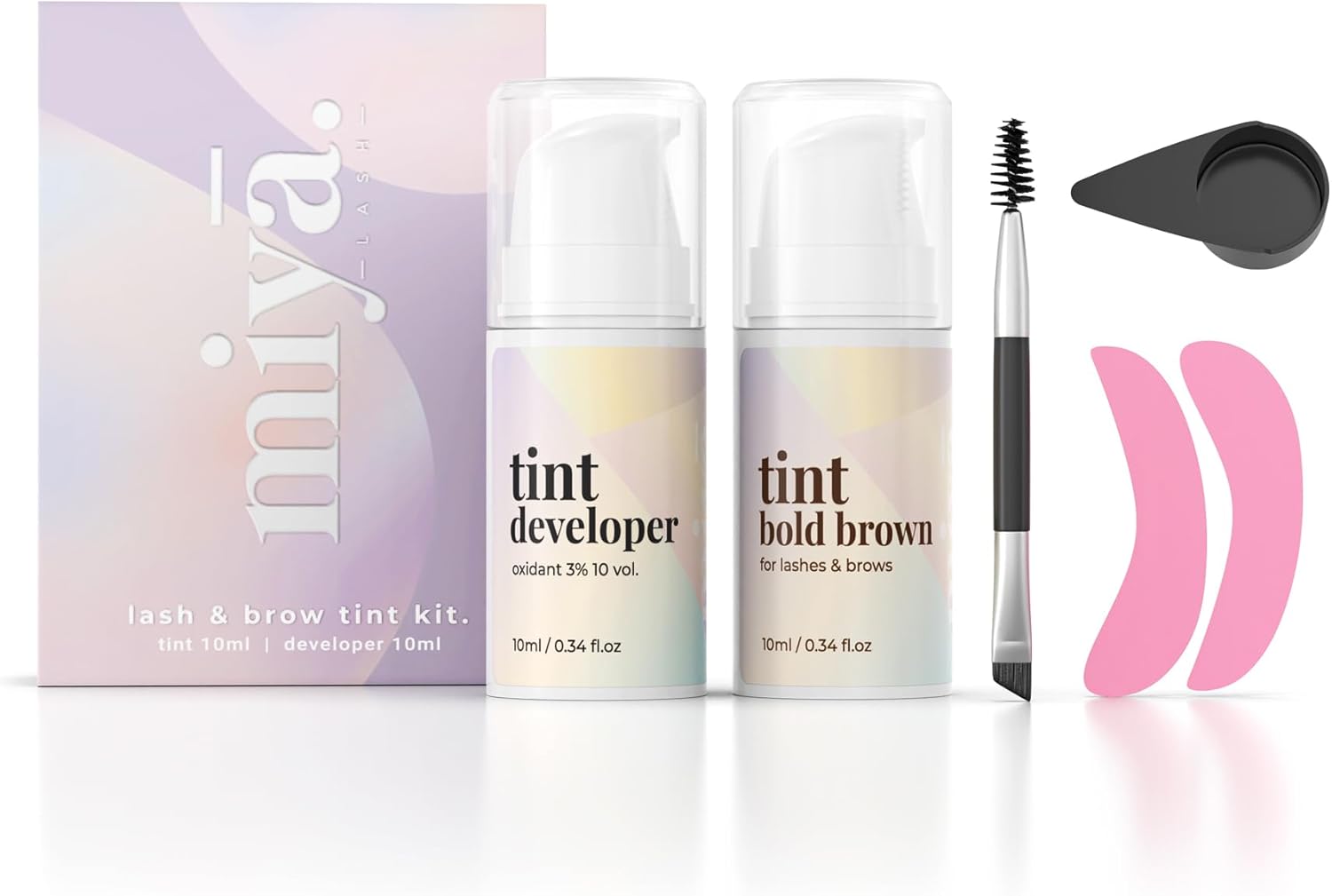 MIYA LASH Dark Brown Eyebrow Tint Kit | 2 in 1 Lash & Eye Brow Tint Kit | Eyebrow Dye Dark Brown | Eyelash Dye | Eye Lash Tint Kit | Eyebrow Dye Kit w/Tools, Developer + Dark Brown Brow Dye