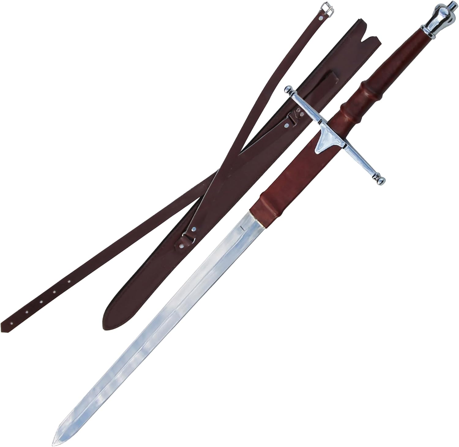 Armory Replicas™ - William Wallace Medieval Swords Collection - Deluxe Claymore Variations with Sheath - Stainless Steel Blade, Leather-Covered Handle - Inspired by Braveheart