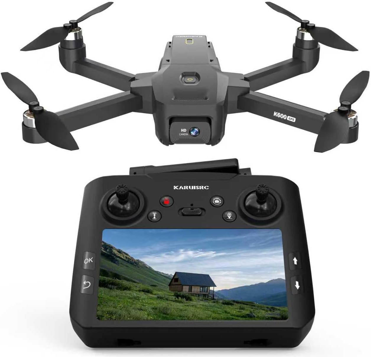 K600GPS Drone with Camera Adults,4.5 Inch LCD Screen RC,32G SD Card with Professional GPS Drones with Auto Return Follow Me for Beginner,Brushless Drones Follow Me Long Range,Handbag Under 249g