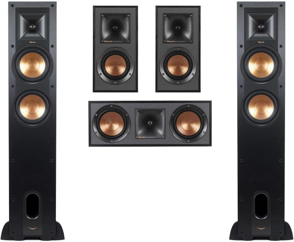 Klipsch Reference 5.0 Home Theater System - Bundle with 2X Reference R-26FA Floorstanding Speaker, Reference R-25C Center Channel Speaker, 2X Reference R-41M Bookshelf Speaker
