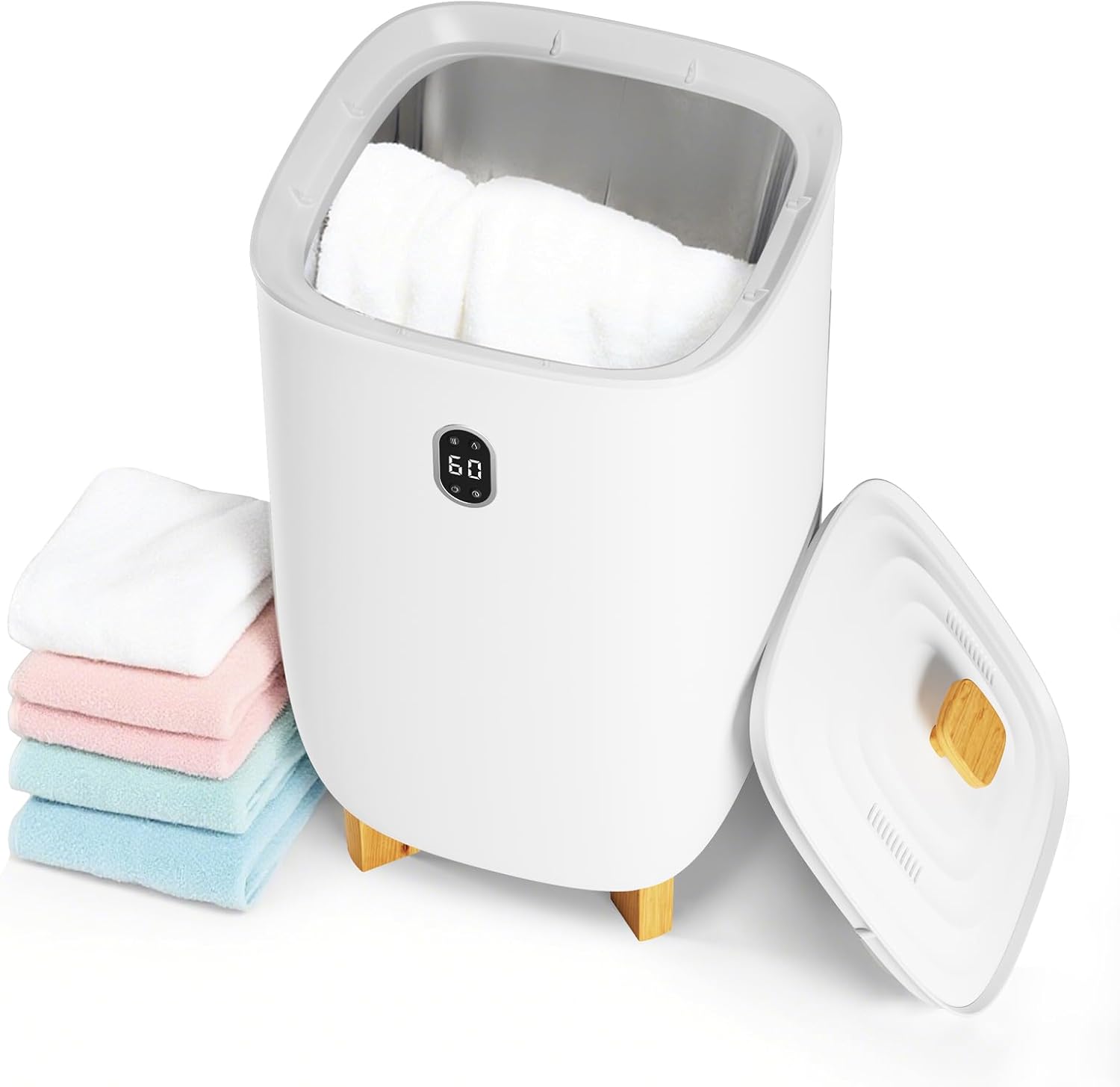TrailBlaze 35L Towel Warmer Bucket for Bathroom - Compact Electric Towel & Blanket Dryer, Heating & Drying Modes, LED Display, Timer, Auto Shut-Off - White ABS (E 1672 35L Air Heat Bucket)